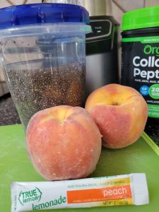 Peaches, chia gel and protein powder make an easy smoothie